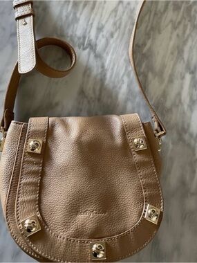 Chloe  Tan Blush  Leather Crossbody Saddle Bag with Gold Hardware